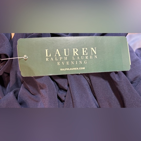 Lauren Ralph Lauren Navy Sequin Waist Evening Gown Dress Size 18 NWT - Picture 10 of 11